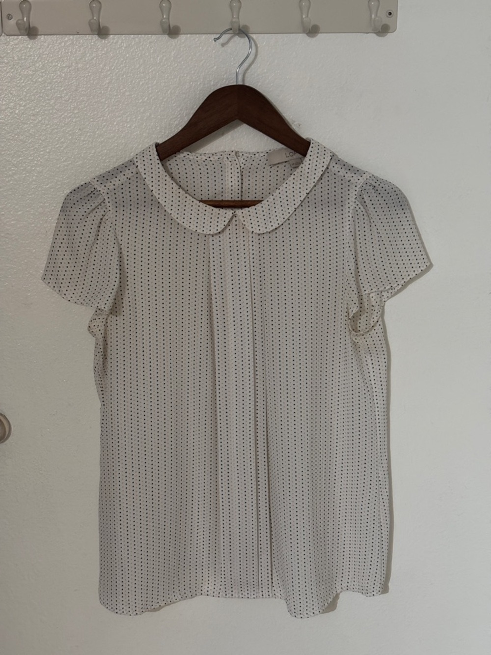 LOFT Cream Peter Pan Collar Dot Blouse